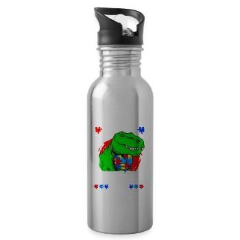 Autism Awareness - Water bottle with straw - silver - Right