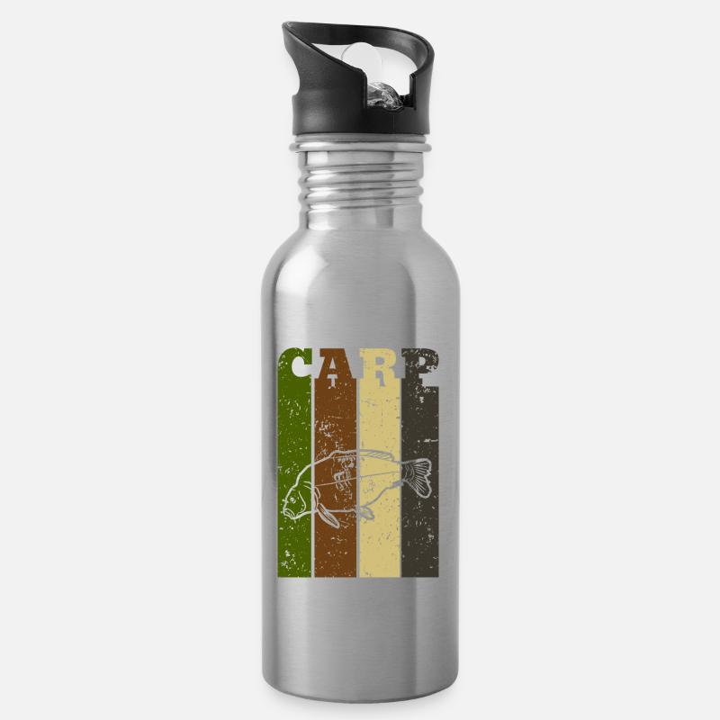 Karpfenangler Geschenk Karpfen Boilie - Trinkflasche mit integriertem Trinkhalm - Lightsilver