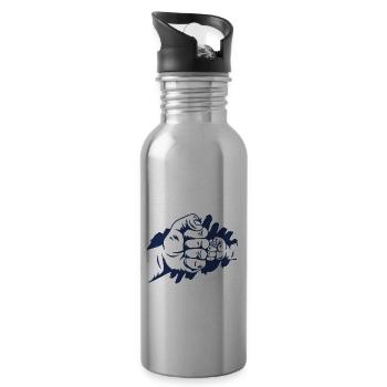 Sohn Kind Tochter Vater Bonus Papa Daddy Stiefvate - Trinkflasche mit integriertem Trinkhalm - Lightsilver - Rechts