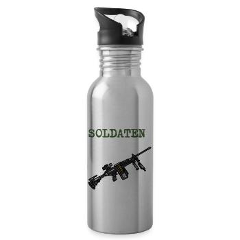 Ich bin vergeben an einen Soldaten Maschinengewehr - Trinkflasche mit integriertem Trinkhalm - Lightsilver - Rechts
