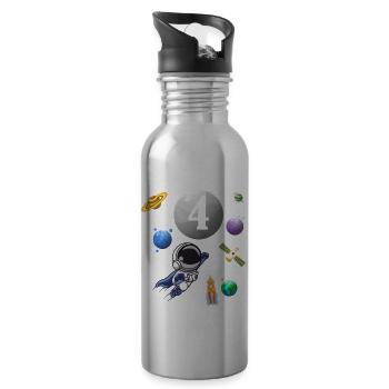 4th Birthday 4 Years Astronaut Space Space - Water bottle with straw - silver - Right