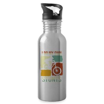 I Do My Own Stunts Fahrrad BMX - Trinkflasche mit integriertem Trinkhalm - Lightsilver - Rechts