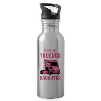 Trucker Driver Proud Daughter Trucker product - Trinkflasche mit integriertem Trinkhalm - Lightsilver - Rechts