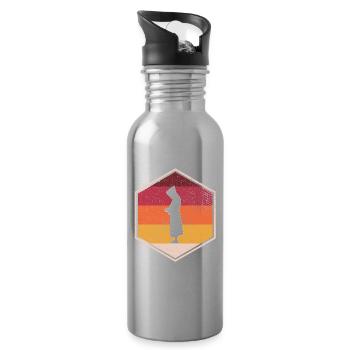 Retro Monk Hexagon Design - Gourde avec paille intégrée - argent clair - Droite