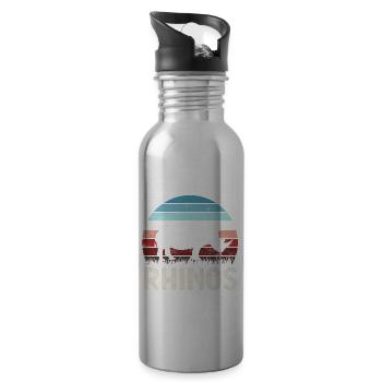Nashorn Nashörner - Trinkflasche mit integriertem Trinkhalm - Lightsilver - Rechts
