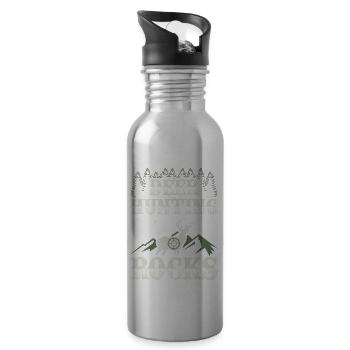 Hunter Deer Hunting Hunting Hunter Gift - Water bottle with straw - silver - Right