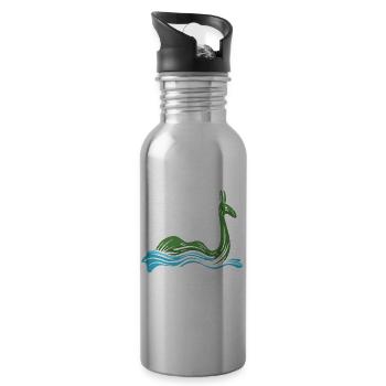 Lochness Scotland Coat of Arms Symbol Gift Saying - Water bottle with straw - silver - Right