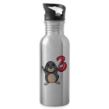 3 Years Kids Birthday Gift - Water bottle with straw - silver - Right