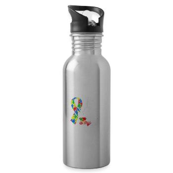 Autismus Bewusstsein - Trinkflasche mit integriertem Trinkhalm - Lightsilver - Rechts