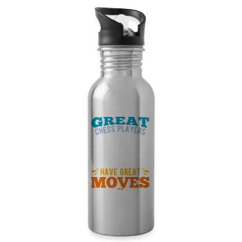 Great Chess Players Have Great Moves - Trinkflasche mit integriertem Trinkhalm - Lightsilver - Rechts