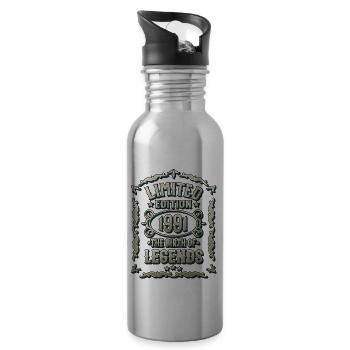 Born 1991 - Birthday Gift Vintage 1991 - Water bottle with straw - silver - Right