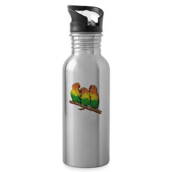 Agaproniade oiseau de compagnie pour oiseau propriétaire - Gourde avec paille intégrée - argent clair - Droite