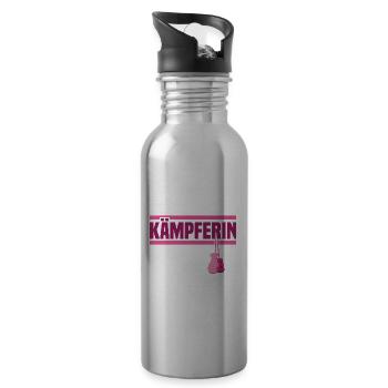 Brustkrebs Bewusstsein Kämpferin Mutter - Trinkflasche mit integriertem Trinkhalm - Lightsilver - Rechts