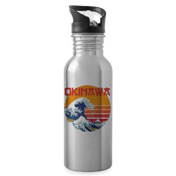 Kanagawa Okinawa Japan - Water bottle with straw - silver - Right
