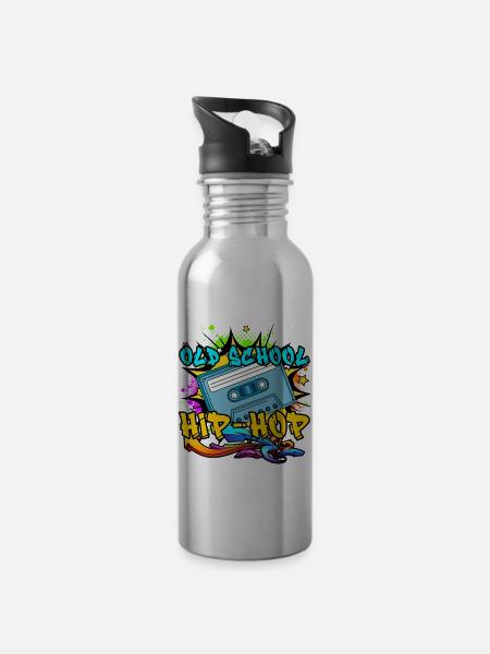 Old School Hip Hop 80s 90s Graffiti cassette - Gourde avec paille intégrée - argent clair