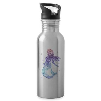 Glitter Mermaid Ladies Girl Gift Nixe - Water bottle with straw - silver - Right