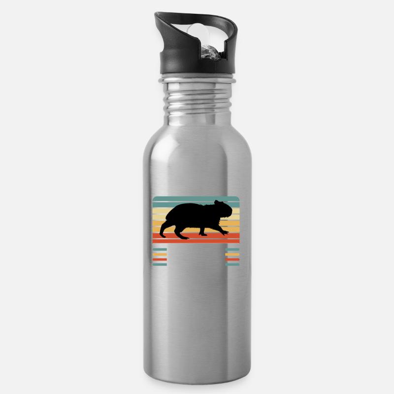 Capybara Capibara Wasserschwein Liebhaber Nagetier - Trinkflasche mit integriertem Trinkhalm - Lightsilver