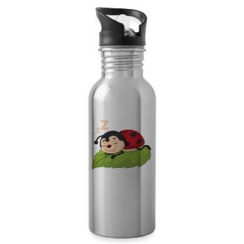 Coccinelle dormante cadeau enfants - Gourde avec paille intégrée - argent clair - Droite