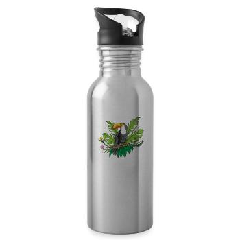 Toucan Costa Rica Tucan Tropical Bird Caribbean Motif - Water bottle with straw - silver - Right