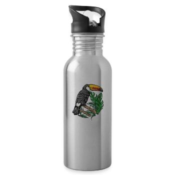 Toucan Costa Rica Tucan Tropical Bird Caribbean Motif - Water bottle with straw - silver - Right