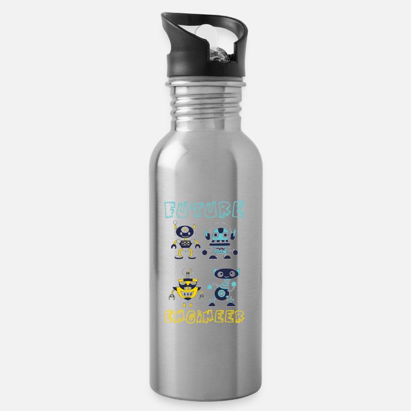 Future Robotics Engineer Kids Robot - Trinkflasche mit integriertem Trinkhalm - Lightsilver