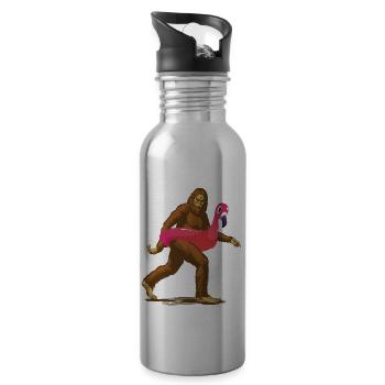 Bigfoot mit einem flammenden Schwimmen Ring - Trinkflasche mit integriertem Trinkhalm - Lightsilver - Rechts