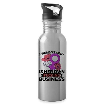 Feministin Feminismus Emanzipation Geschenk - Trinkflasche mit integriertem Trinkhalm - Lightsilver - Rechts