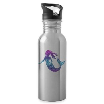 Glitter Mermaid Ladies Girl Gift Nixe - Water bottle with straw - silver - Right