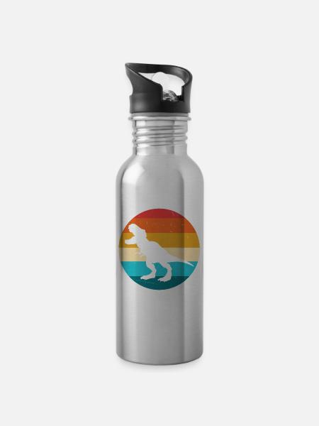 T-Rex - Trinkflasche mit integriertem Trinkhalm - Lightsilver