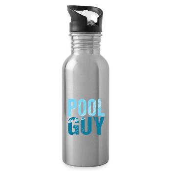 Pool pool boy swimming - Water bottle with straw - silver - Right