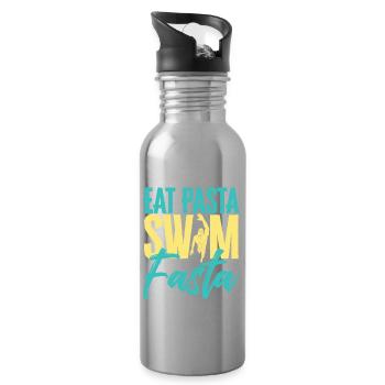 Eat Pasta Swim Fasta Funny Swimming - Gourde avec paille intégrée - argent clair - Droite