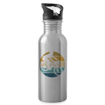 Retro Track Cycling Vintage Cycling Track - Water bottle with straw - silver - Right