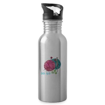 Mir Reicht's Ich geh Häckeln - Trinkflasche mit integriertem Trinkhalm - Lightsilver - Rechts