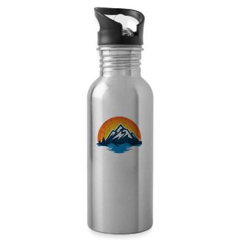 Berge | Wandern | Outdoor | Natur | Alpen Vintage - Trinkflasche mit integriertem Trinkhalm - Lightsilver - Rechts