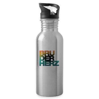 Bruderherz Bester Bruder der Welt Geschenkidee - Trinkflasche mit integriertem Trinkhalm - Lightsilver - Rechts