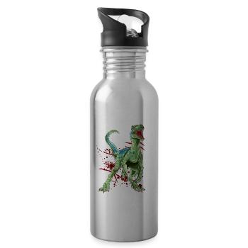 Velociraptor Raptor Dinosaures Origine primitive Din - Gourde avec paille intégrée - argent clair - Droite