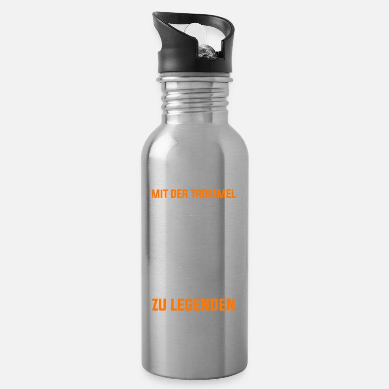 Trommel Trommler Drummer Marschtrommel - Trinkflasche mit integriertem Trinkhalm - Lightsilver