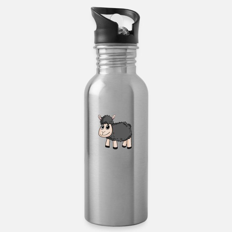Schwarzes Schaf lustiger Spruch - Trinkflasche mit integriertem Trinkhalm - Lightsilver