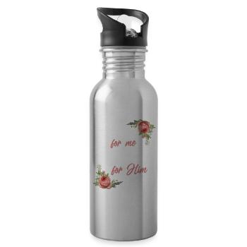 Christlicher Bibelvers Blume Schmetterling - Trinkflasche mit integriertem Trinkhalm - Lightsilver - Rechts