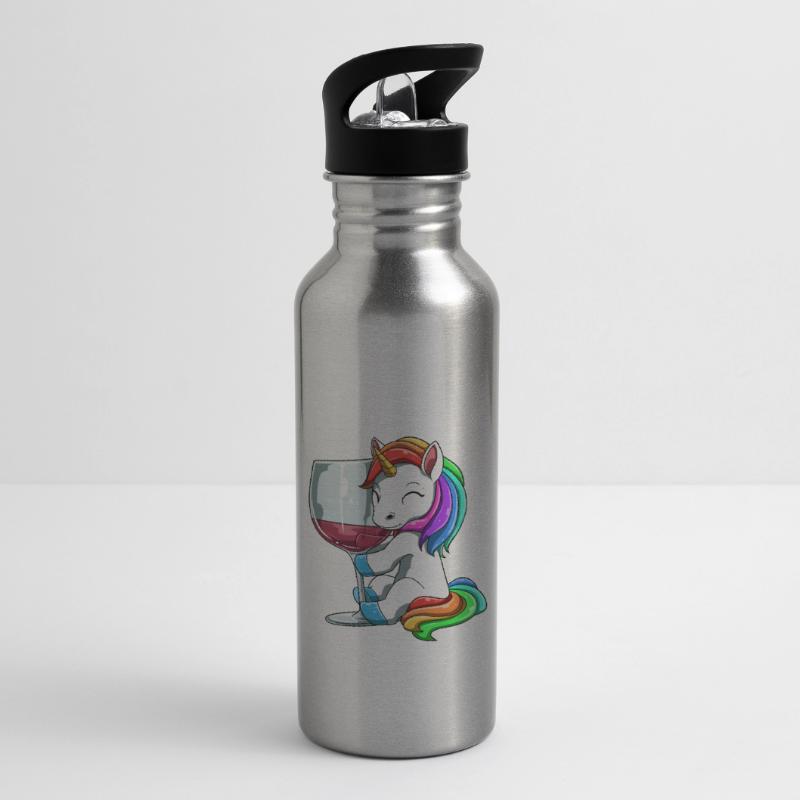 Funny Wine Unicorn Drinking Water bottle with straw