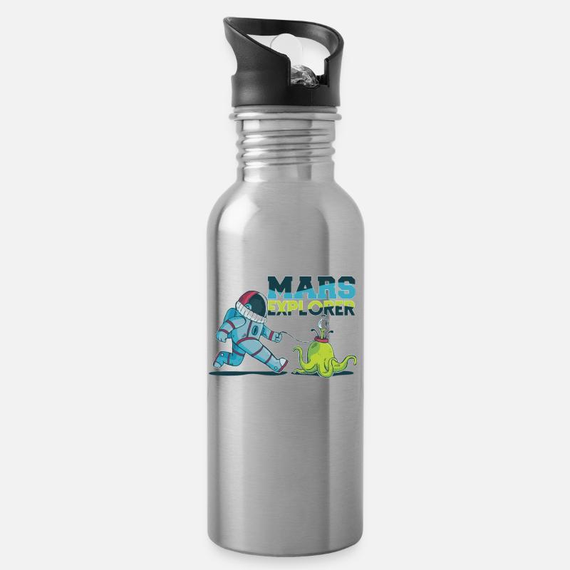 Mars - Trinkflasche mit integriertem Trinkhalm - Lightsilver