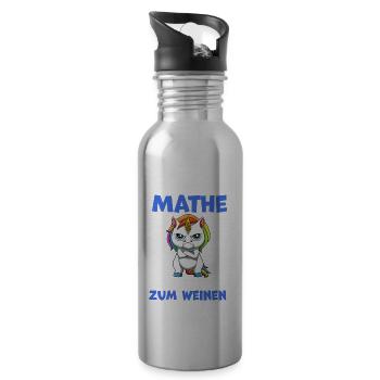Lustiges Mathematik Einhorn Lehrer - Trinkflasche mit integriertem Trinkhalm - Lightsilver - Rechts