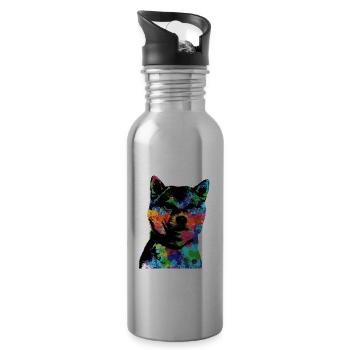Shiba Inu - Trinkflasche mit integriertem Trinkhalm - Lightsilver - Rechts