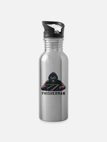 Hacker Phisherman Phishing Design als Geschenk - Trinkflasche mit integriertem Trinkhalm - Lightsilver