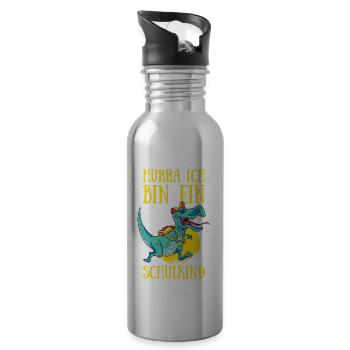 Schulanfang Hurra Ich Bin Ein Schulkind Einschulun - Trinkflasche mit integriertem Trinkhalm - Lightsilver - Rechts