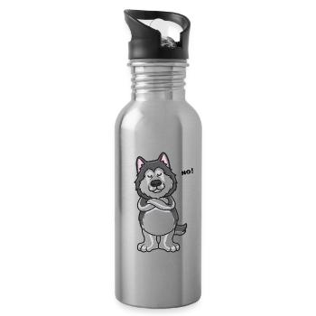 Sturer Alaskan Malamute Hund lustig Hundebesitzer - Trinkflasche mit integriertem Trinkhalm - Lightsilver - Rechts