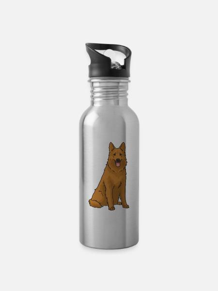 Harzer Fuchs Hund - Trinkflasche mit integriertem Trinkhalm - Lightsilver
