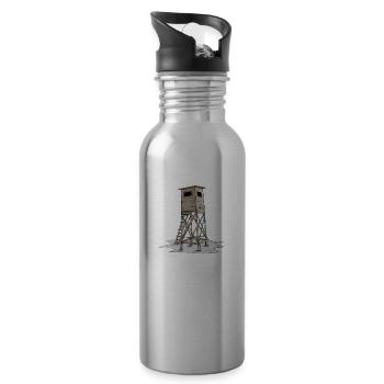 Tour de i chasse cerf de sanglier cerf sauvage motif - Gourde avec paille intégrée - argent clair - Droite