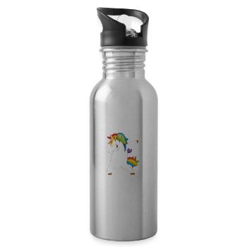 dadacorn papa einhorn dabbing - Trinkflasche mit integriertem Trinkhalm - Lightsilver - Rechts