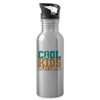Schach Cool Kids Play Chess - Trinkflasche mit integriertem Trinkhalm - Lightsilver - Rechts